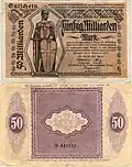 50&nbsp;billion (50 Milliarden) marks, Plauen, 1923