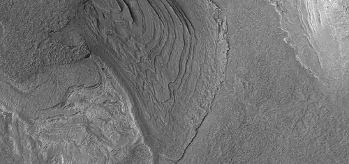 Close view of layers in mound, as seen by HiRISE under HiWish program