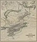 1871 Russian map of Semirichenskoy Oblast including the Ili and "Ft. Iliysskoe"