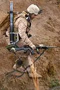 Marine mortarman in Afghanistan, 2010. Handheld mode.