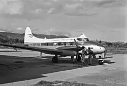 TAT's de Havilland Dove CR-TAH "Oe-Cusse" at Dili airport in 1971