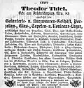 Advertising for Theodor Thiel's shop ca 1860s