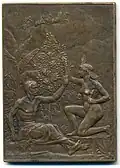 1905, Angelo Mariani and the use of coca leaf. Bronze, 37 x 52mm.