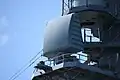 AN/SPQ-9B radar on board mast of JS&nbsp;Atago left front view at JMSDF Maizuru Naval Base, 13 April 2019.