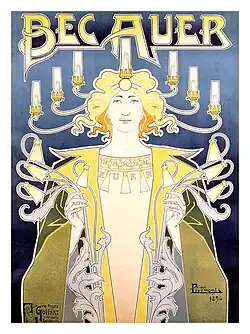 Poster advertising Bec Auer gaslamps (France, 1890s)