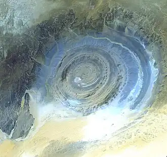 The Richat structure (a geologic dome)[364]