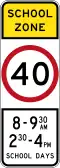 (R4-V106) 40&nbsp;km/h Speed Limit School Zone (used in Victoria)