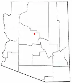 Location of Cottonwood in Yavapai County, Arizona.