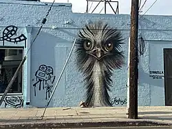 An ostrich at Strauss on San Juan, 2023.