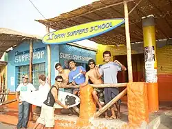 A group of surfers in Huanchaco
