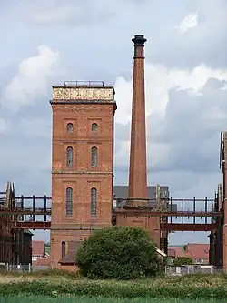 The water tower at the Bass Maltings