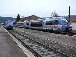 Two Class X73500 passing each other at Morteau
