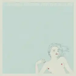 A pencil drawing of a naked woman lying against a teal background; she is in the bottom-right corner of the drawing. The woman's hair is the same colour as the background. Uppercase cream-colored text above reads "A Winged Victory for the Sullen". A cream border surrounds the image.