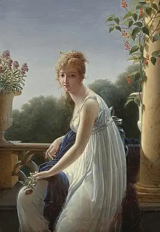 A Young Woman Seated by a Window, replica or modello of the painting exhibited at the Salon of 1801