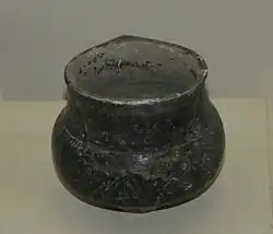 Pottery decorated with pictographic ornaments discovered from Baba-Dervish settlement, Azerbaijan History Museum
