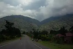 A home stands right below a part of the rift Valley in Bundibugyo, Uganda.
