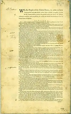 Abraham Baldwin's draft copy of the U.S. Constitution