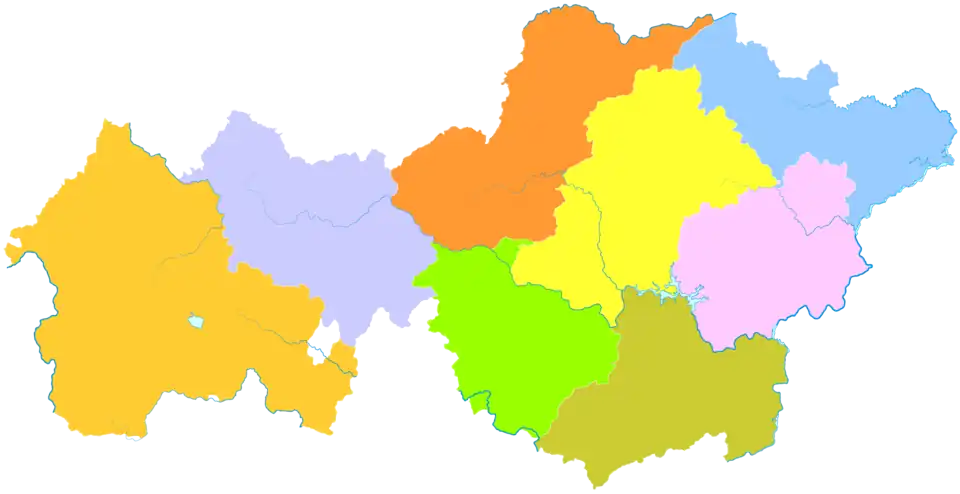 Zhijin is the southernmost division in this map of Bijie