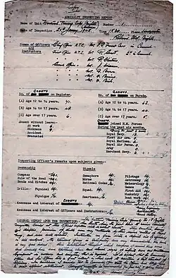 Historic Document relating to the Nautical Training Corps