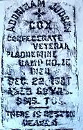 Gravestone rubbing of Confederate war veteran, Plaquemine, Louisiana