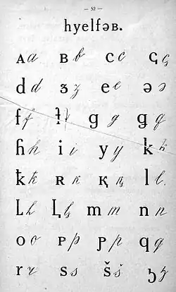 Adyghe Latin alphabet used from 1927 to 1938 (page 1)