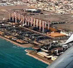 Aerial shot of power stations in Ras Abu Fontas in 2015