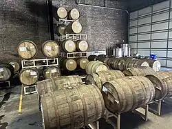 Aging barrels at Goose Island Brewery in Chicago
