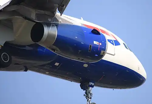 The IAE V2500 on the A320 family, using a mixed exhaust