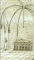 View of the tomb of Abelard at Saint-Marcel near Chalon-sur-Saône. Engraving after a drawing by Alexandre Lenoir.