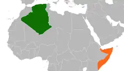 Map indicating locations of Algeria and Somalia