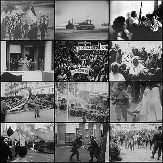 Collage of twelve photographs of the Algerian war