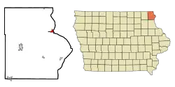 Location of Lansing, Iowa