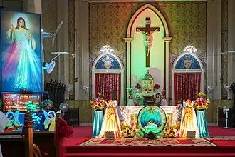 Main altar with Christmas decoration, ca. Dec 2023
