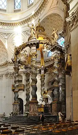 The baldachin and main altar