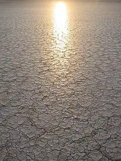 Setting sun reflected off the playa