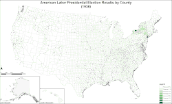 American Labor presidential election results by county
