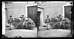 An 1869 stereogram of laborers in Xiamen. The first coolies left Xiamen for Havana in 1847