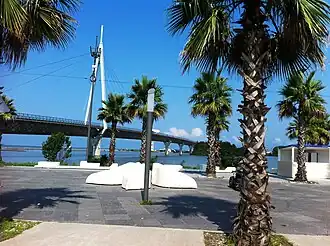The Golden Fleece Hotel, as viewed from the Anaklia-Ganmukhuri Pedestrian Bridge