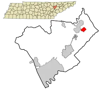 Location in Anderson County and the state of Tennessee.