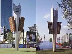 Androgyne planet. Steel, wood, and bronze, 9 m. height. Centennial Olympic Park, Atlanta