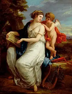 Erato, the Muse of Lyric Poetry with a Putto or Sappho Inspired by Love (date unknown), oil on canvas, 111.8 x: 94&nbsp;cm., private collection