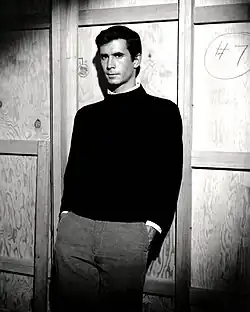 Perkins in 1960, filming Psycho