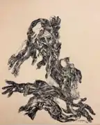 Ink drawing "The Search of the Blind" created in 1994