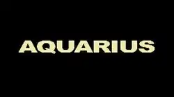 Aquarius written in white block letters on a black background