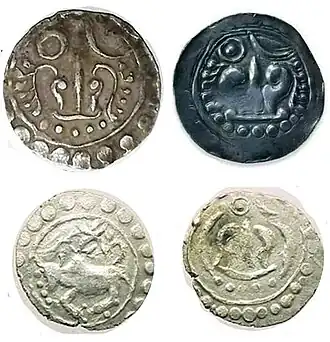 Arakan coins from Vesali period showing the Shrivatsa symbol