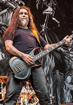 Araya performing with Slayer in 2016