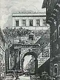 Idealised reconstruction of the arch's appearance as it may have appeared in the 16th century; engraving produced in 1835 by Luigi Rossini