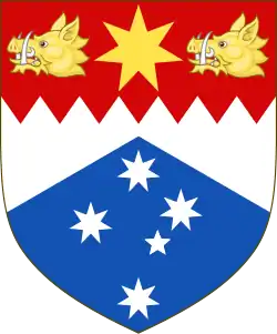 Shield of the coat of arms of prime minister Sir Robert Menzies