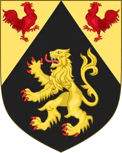 Coat of arms of Walloon Brabant, incorporating the arms of the historical Duchy of Brabant and Wallonia's rooster. Granted on 2 January 1995 by the Council.
