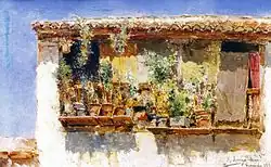 A balcony in the Albayzín by painter M. Arroyo Fernandez in 1891, stored at Biblioteca Provincial de Granada